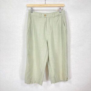 Tommy Bahama Hemp Blend Cropped Wide Leg High Waisted Pants Size 8 Khaki